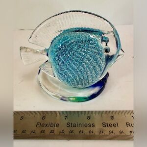 PartyLite Blue and Clear Glass Fish Votive Holder